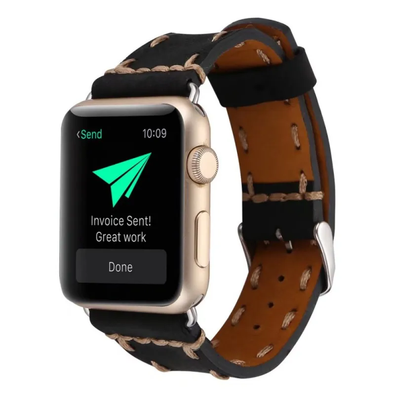 Ремешок из натуральной кожи в стиле ретро для Apple Watch, ремешок серии 1, 2, 3, 4, браслет из воловьей кожи 38 мм, 42 мм, 40 мм, 44 мм, ремешок