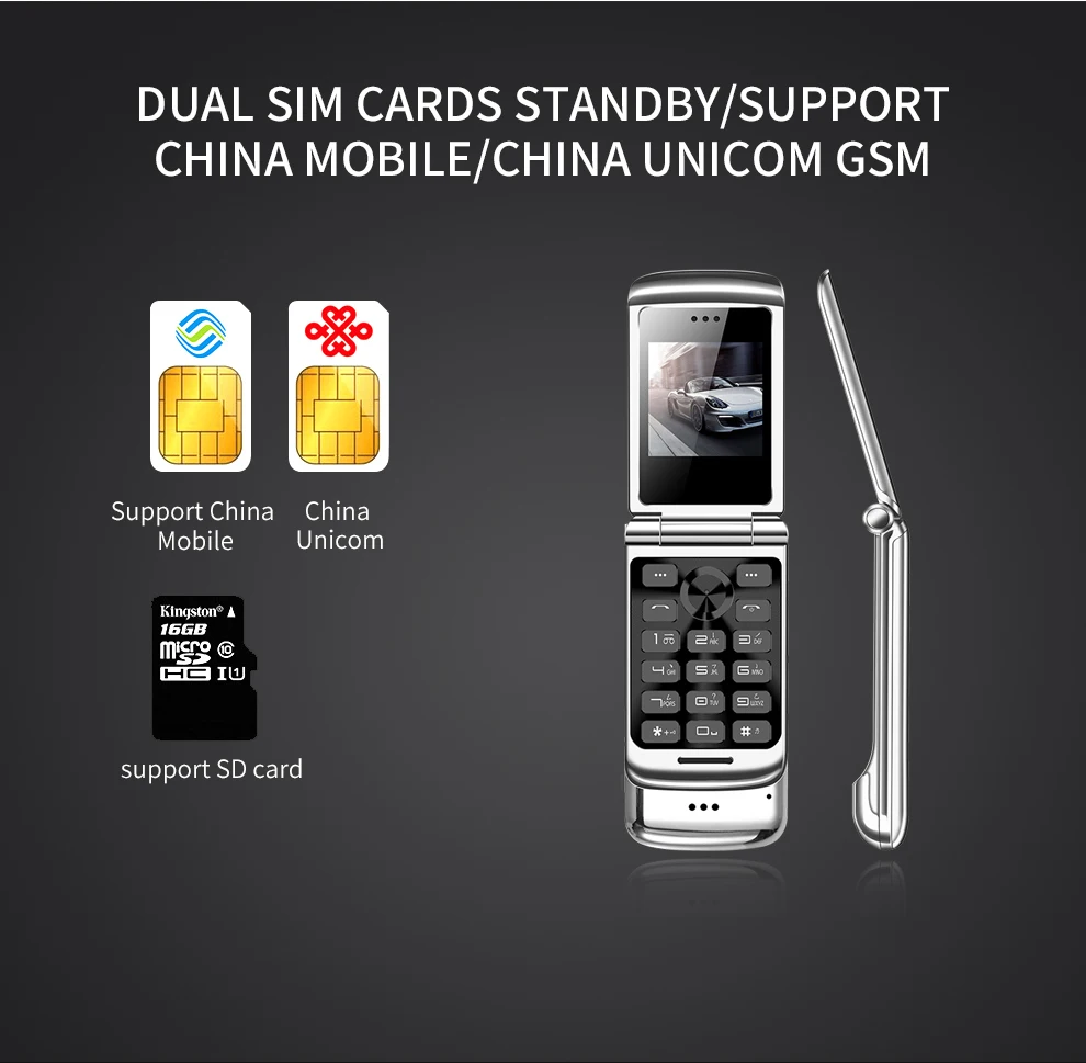 Роскошный флип-телефон Ulcool V9, 1,54 дюймов, две sim-камеры, MP3, Bluetooth, FM, Dialer, анти-потеря, металлический корпус, мини мобильный телефон