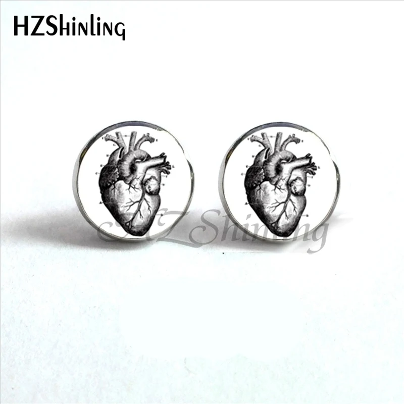 Новинка анатомические серьги в форме сердца стиле стимпанк HZ4|hypoallergenic stud earrings|stud