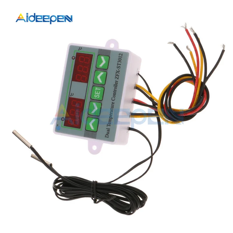 DC 24V RedRed ST3012 AC 110-220 В DC 12 В 24 В светодиодный цифровой двойной термометр контроллер температуры термостат инкубатор микрокомпьютер двойной зонд - Цвет: DC 24V RedRed