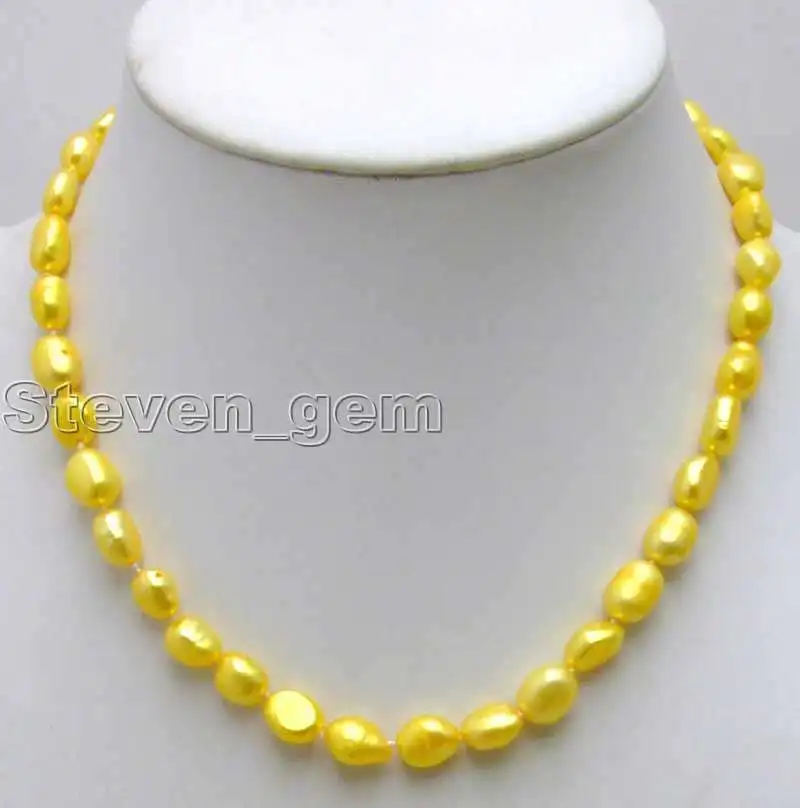 Распродажа Большой 7 мм до 9 желтый барочный натуральный пресноводный жемчуг 17