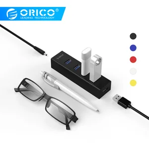 Usb-концентратор ORICO с портом питания, портативный концентратор USB 3,0, 4 порта для ноутбукаультрабука-черныйсинийбелыйжелтый (H4013-U3-V1)