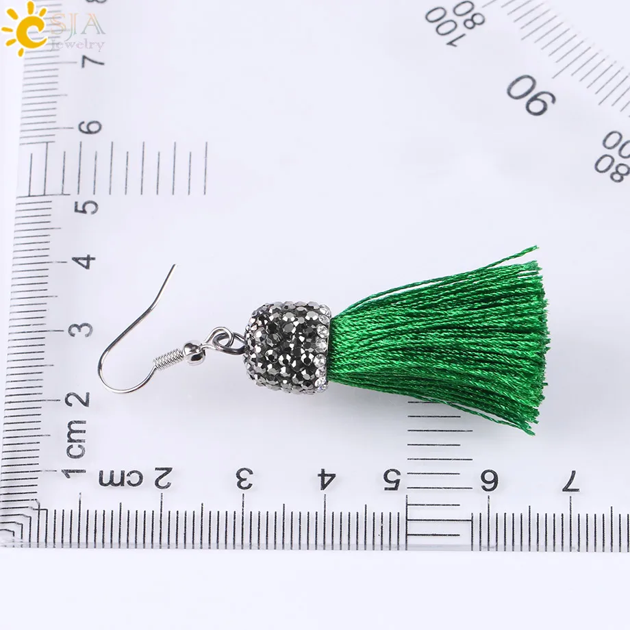 Женские массивные серьги с бахромой CSJA розовые хаки фиолетовые черные