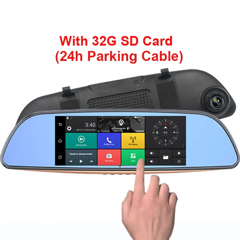 24H With 32G sd card Kampacar привод регистратор авто видео рекордер для автомобилей Android 3g gps Автомобильный видеорегистратор Wifi Bluetooth зеркало заднего вида с камерой два видеорегистратора - Название цвета: 24H With 32G sd card
