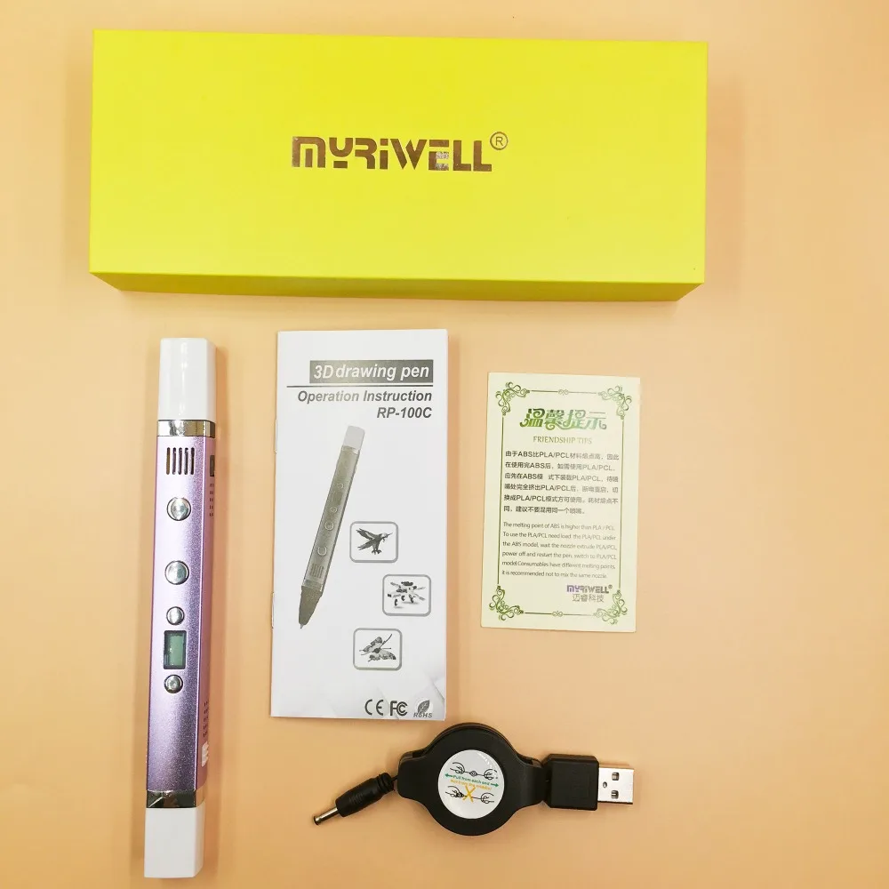 Myriwell 3D принтер Ручка печать для рисования 5 в 2 А USB Зарядка температура