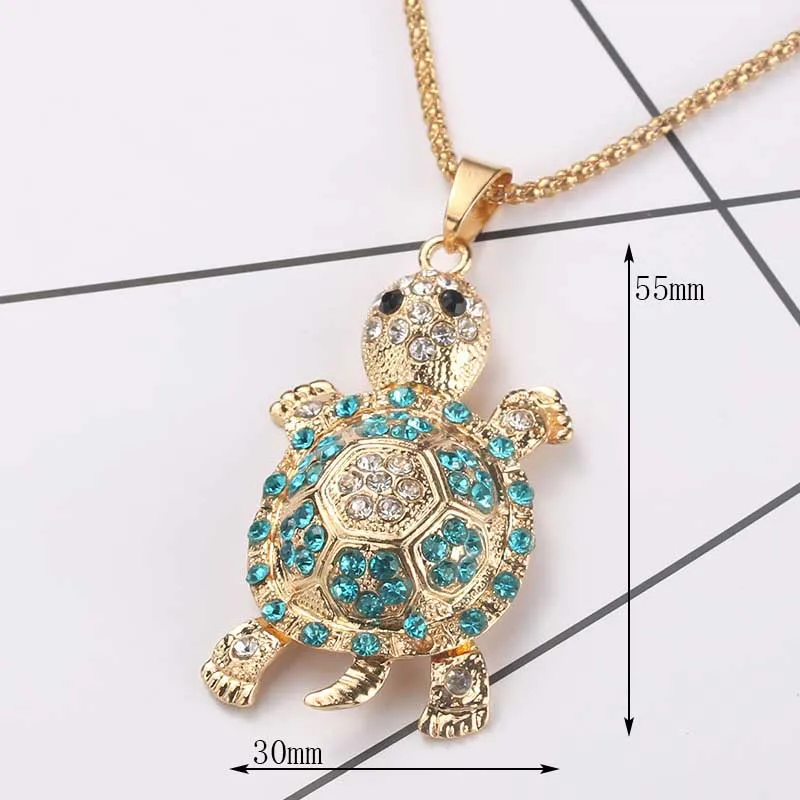 Exquisite Cute Sea Turtle Multicolor Necklace Pendant Crystal Rhinestone Long Chain Ms. Gift Jewelry | Украшения и аксессуары