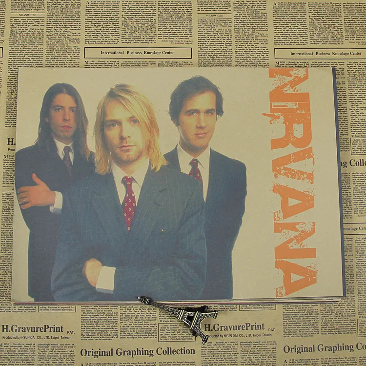 

Famous band retro nostalgic rock poster kraft paper bar room decoration painting