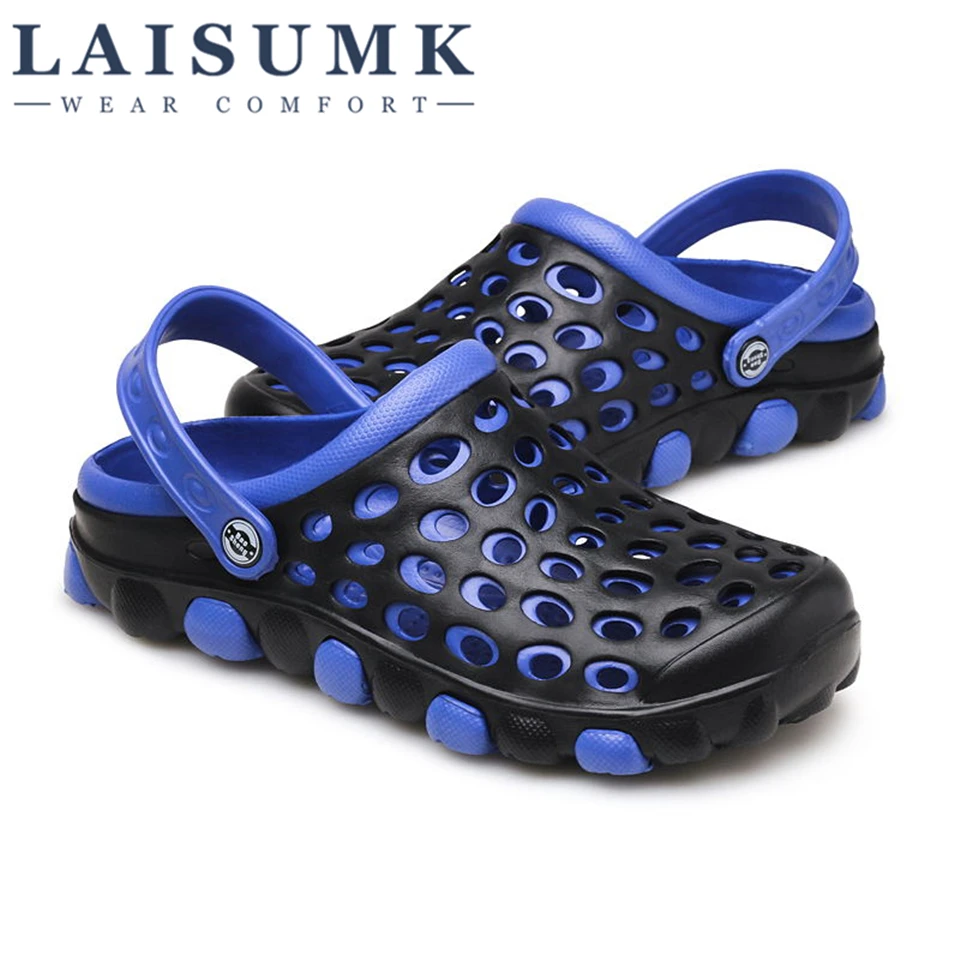 LAISUMK Summer Mens Clogs Beach Slippers For Men Garden Shoes Mule Fashion Candy Color Adult Clog EVA Materials | Обувь
