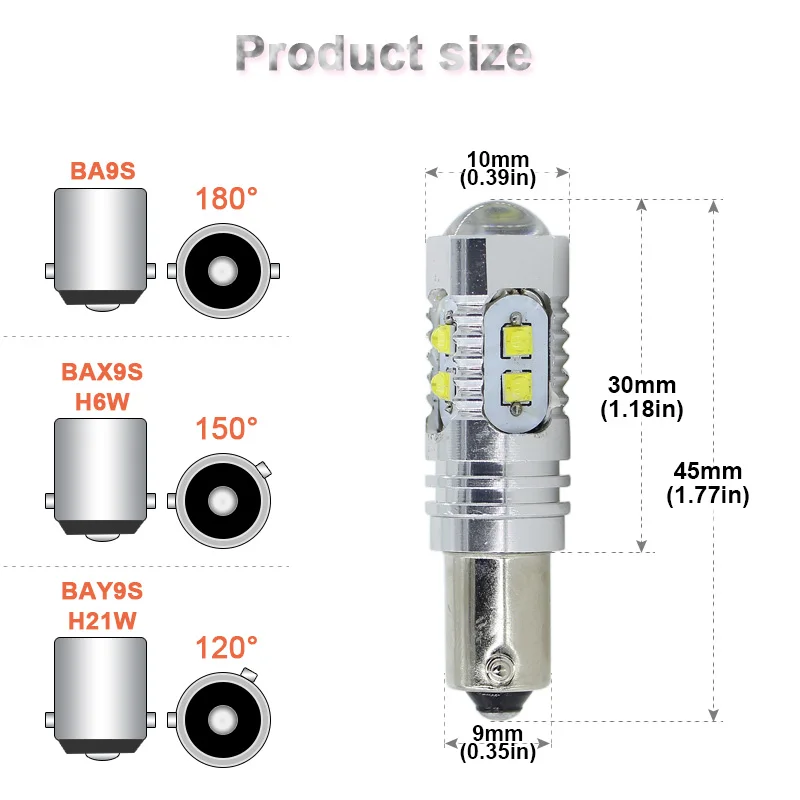 Светодиодный фонарь для заднего считывания номерных знаков BA9S BAX9S H6W BAY9S H21W T11 T4W W6W