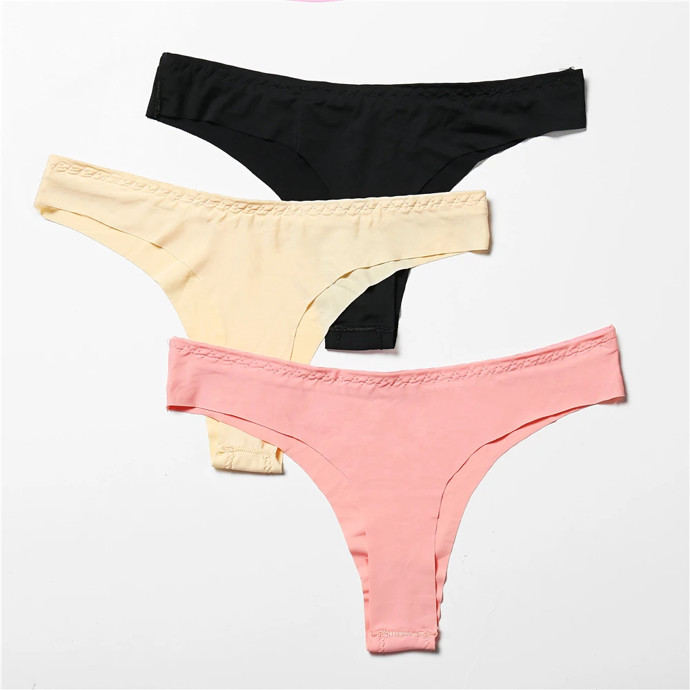 Plus Size Panties 3 PCS Low Rise Briefs For Women Color Nylon Lingerie Sexy Seamless Girl Comfort Underwear |