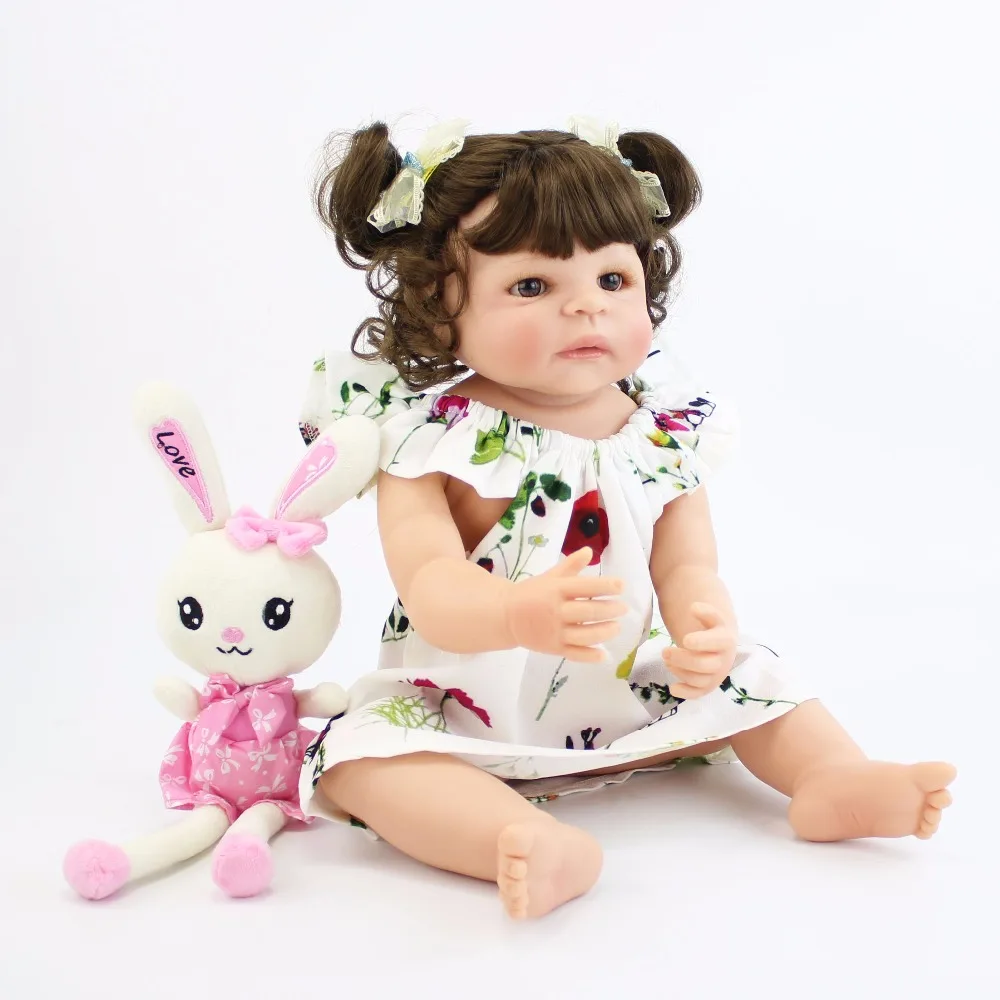 

55cm Full Body Silicone Reborn Baby Doll Toys For Girls Cheap Bonecas Newborn Princess Bebe Alive Babies Present Gift Bathe Toy