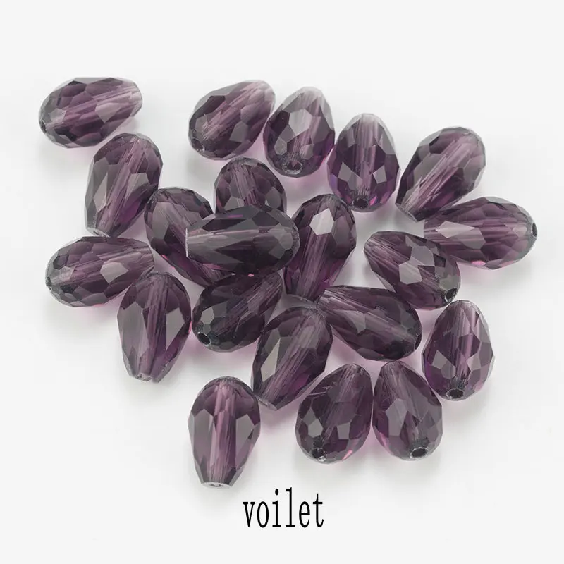 violet Высокое качество 6X8 мм, 8X10 мм Кристал, слезинка Форма Бисер стеклянные бусины Свободные Распорки Круглые бусины для самостоят - Цвет: violet