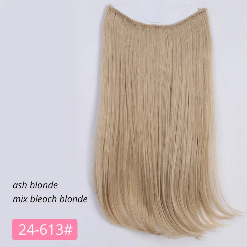 24-613 AISI BEAUTY, не зажимаются, Halo, волосы для наращивания, невидимая проволока, потайная Рыбная линия, шиньоны, шелковистые, прямые, настоящие, натуральные, синтетические - Цвет: 24-613