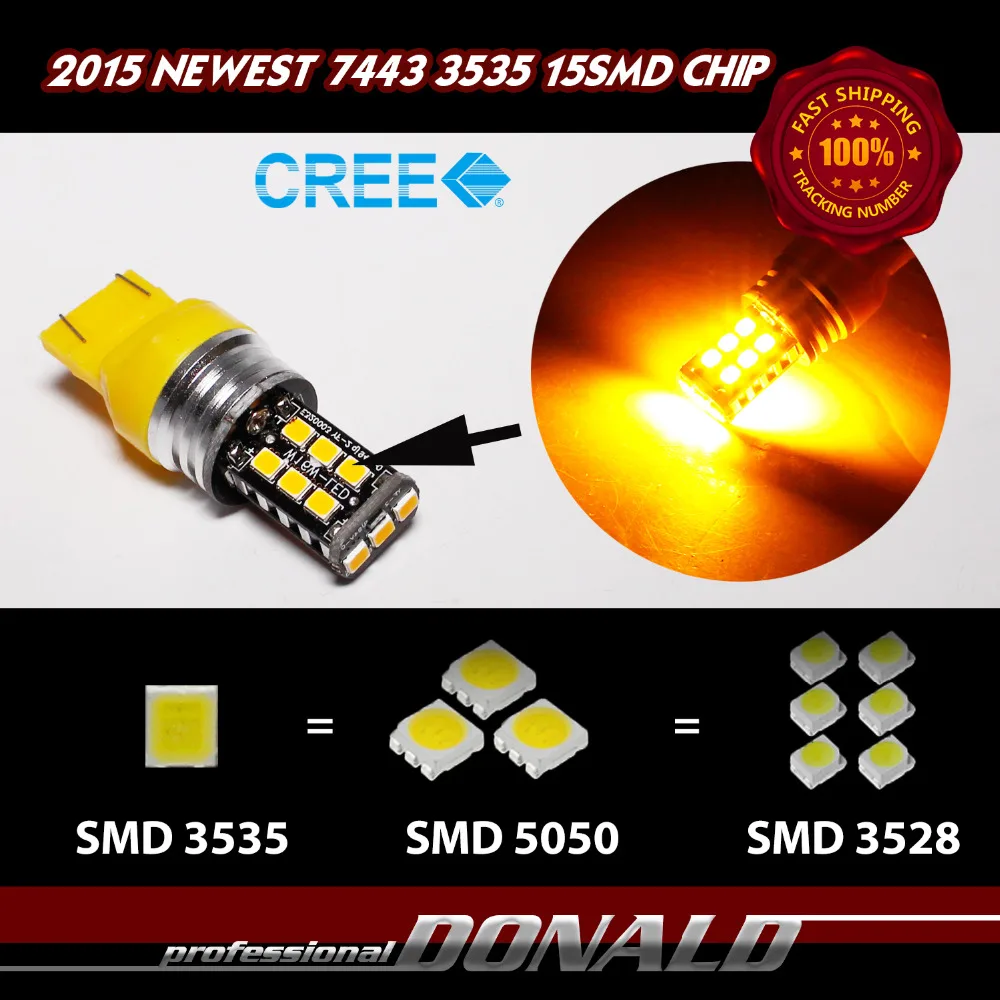Ограниченные Продажи! 20x T20 7440 7443 w21/5 Вт w21w Подлинная CREE 15smd 3535 Сид Автомобиля