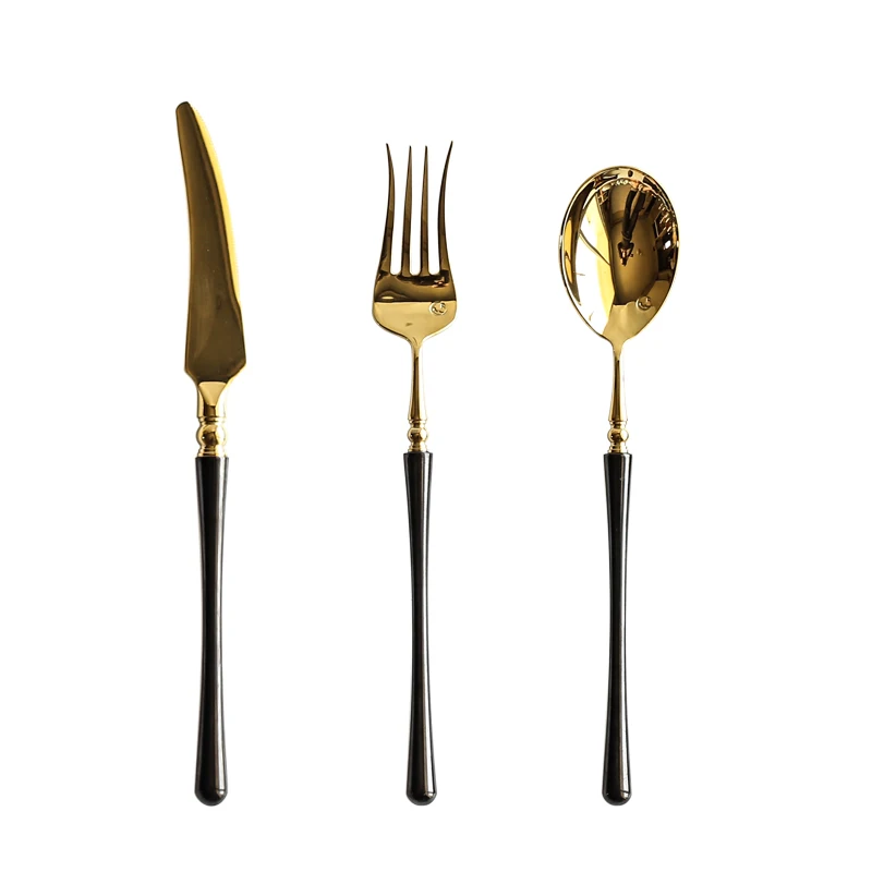 Черный + с золотым ножом и вилкой набор 304 нержавеющая сталь масла нож Десертная