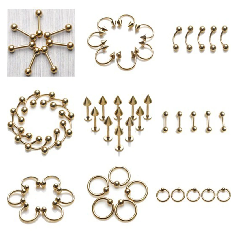 Комплект из 2 предметов золотистого цвета Цвет хирургическая нержавеющая сталь