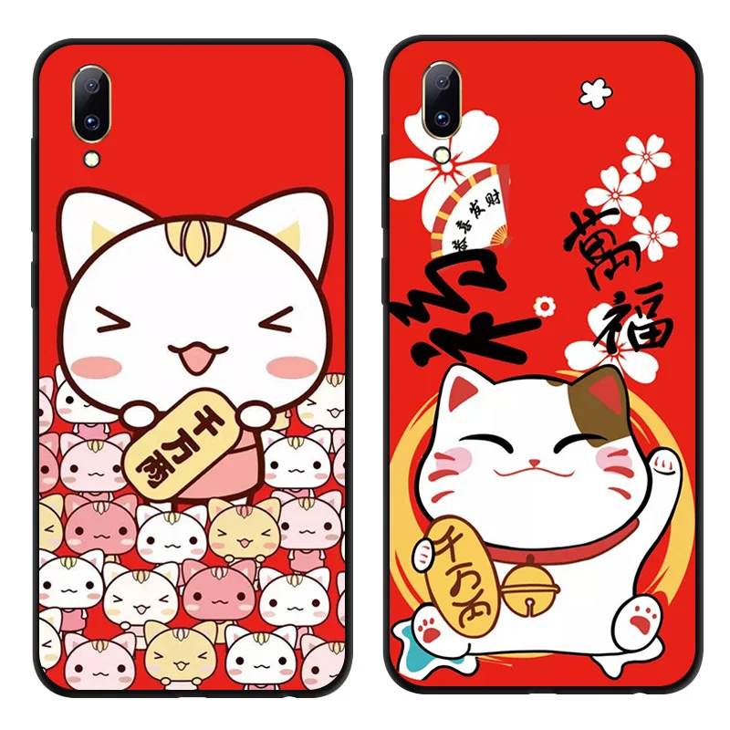 For Vivo Y97 case mobile phone shell lucky cat soft silicone VivoY97 protective cover Y 97 V1813A cases coque | Мобильные телефоны