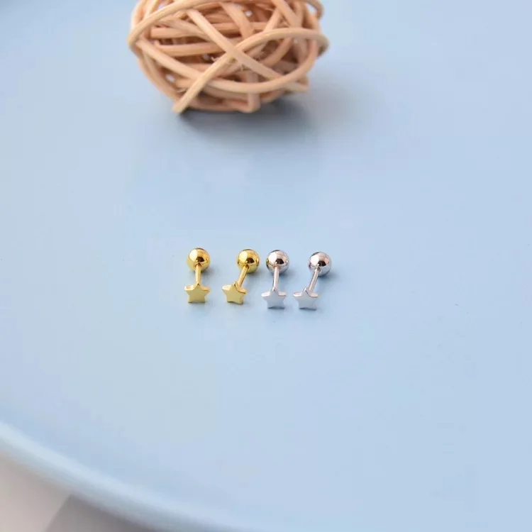 Серьги из стерлингового серебра S925 пробы, модные простые серьги в форме звезды, маленькие серьги в виде косточки для ногтей, серебряные серьги для девушек и девушек, ювелирные изделия для ушей