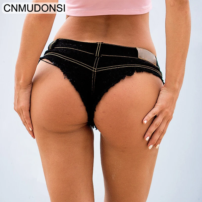 CNMUDONSISexy Booty дерзкий деним бикини мини шорты очень короткие стринги джинсы