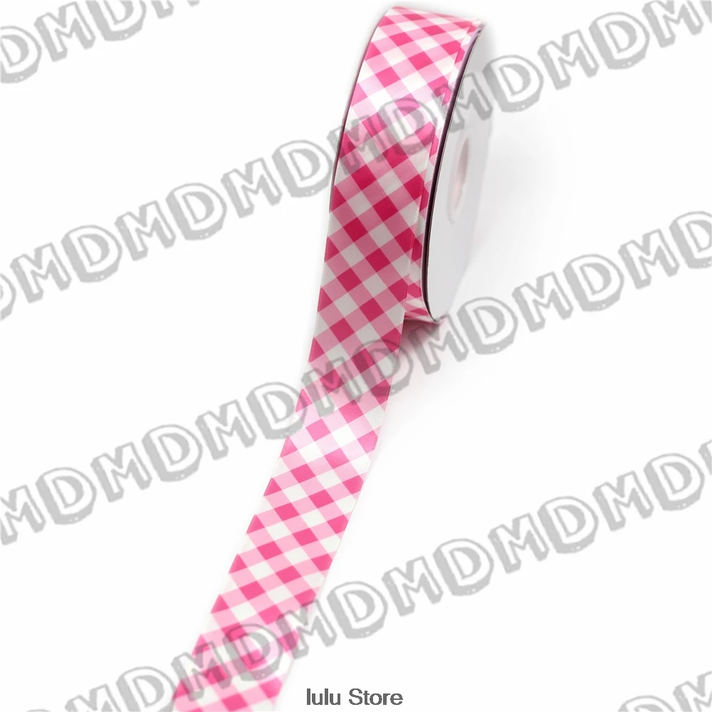 

100 Yards 9mm-75mm Size Satin Ribbon Printed With Check DIY Handmade Gift Wrapping, Packing Webbing MD161014-16-5582