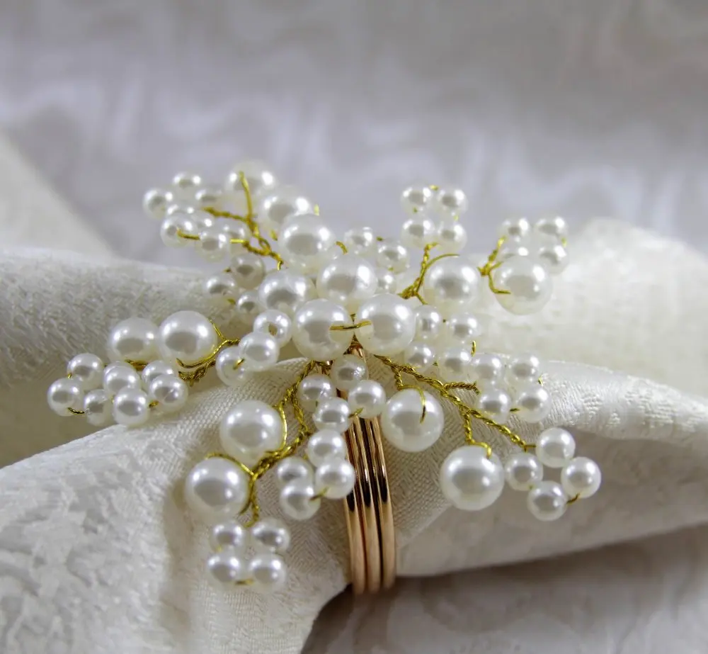 Свадебный держатель для салфеток с белым жемчугом | Дом и сад