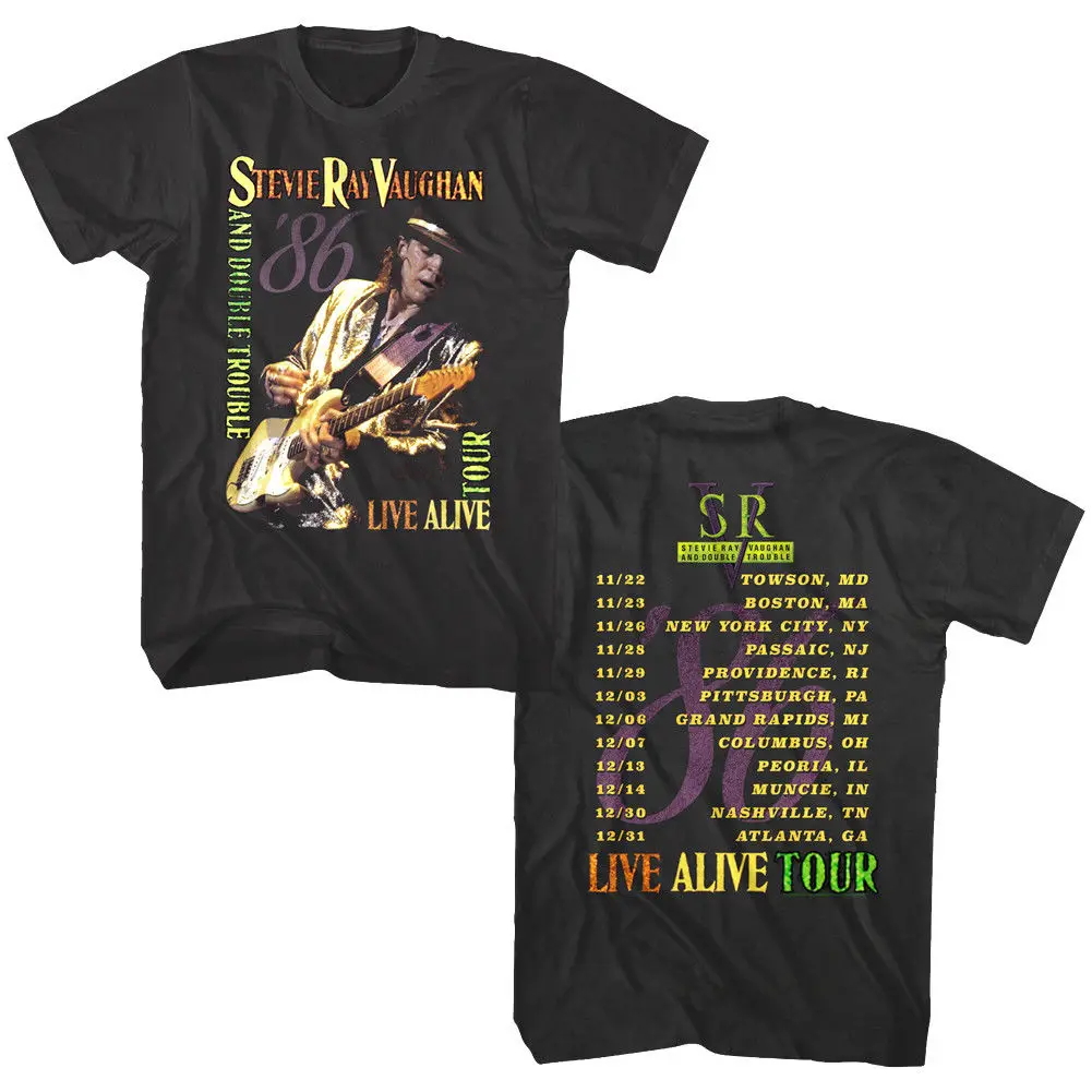 Stevie Ray Vaughan и Double Trouble LIVE живой Тур 1986 Для мужчин футболка для мальчиков рубашка в