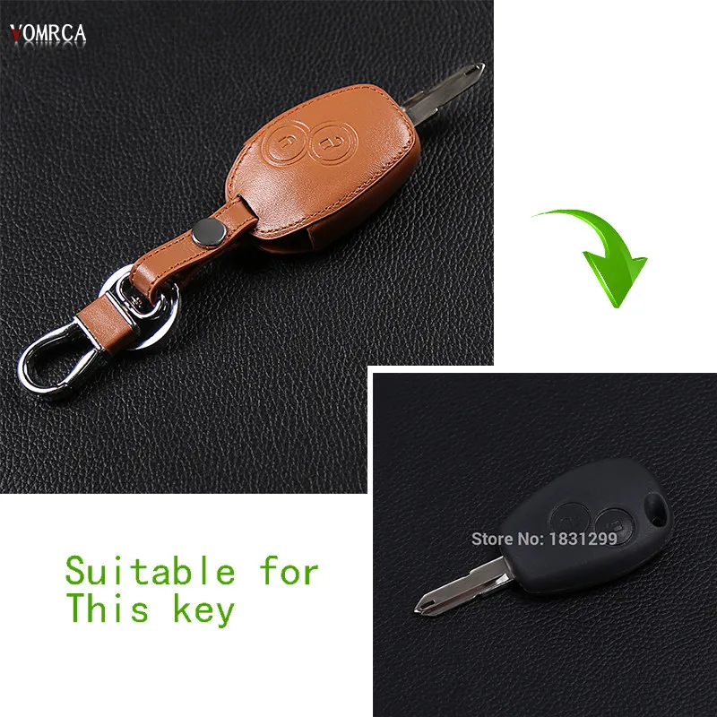 Чехол для автомобильного ключа из натуральной кожи Renault 2 кнопки Clio Scenic Megane Duster