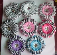 4 inch leopard zebra crystal flowers baby hair headband bows clip gerbera adorn 300pcs