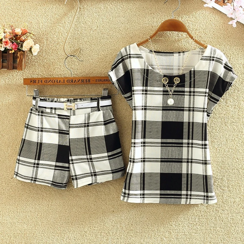 2 предмета Комплект Лето 2017 г. Новый модный стиль Для женщин костюм короткий рукав