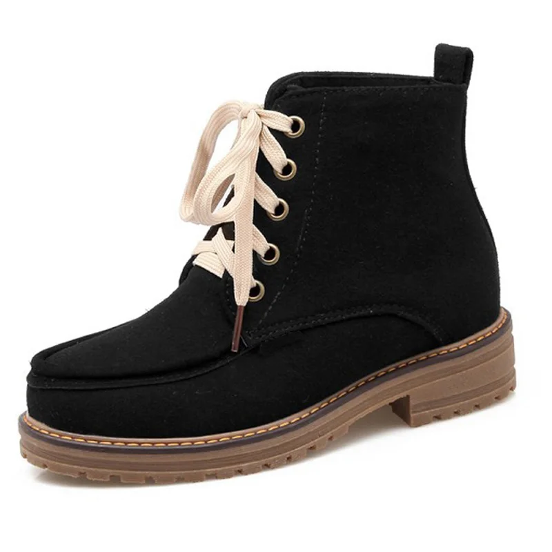 Осенне-зимние женские замшевые ботинки-мартинсы на шнурках повседневная женская
