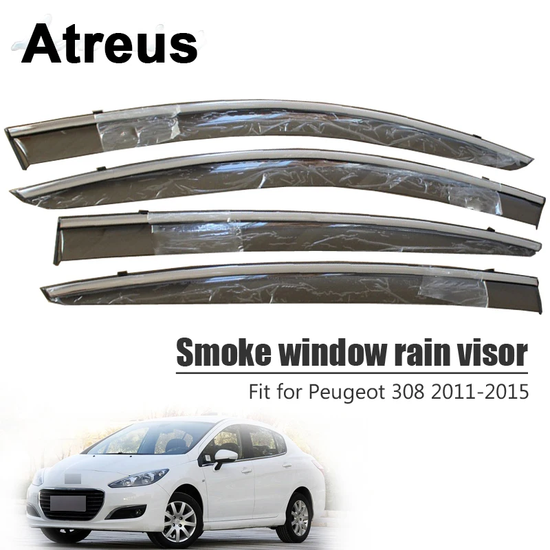 

Atreus для Peugeot 308 2011 2012 2013 2014 2015 автомобильные аксессуары дверь дым Окно Солнцезащитный козырек от дождя ветрозащитные дефлекторы
