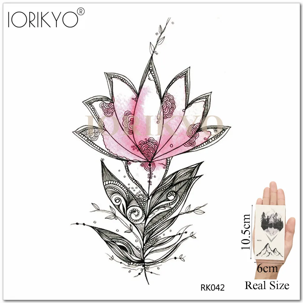 IORIKYO женский боди-арт тату на руку наклейки Черная роза цветок временная