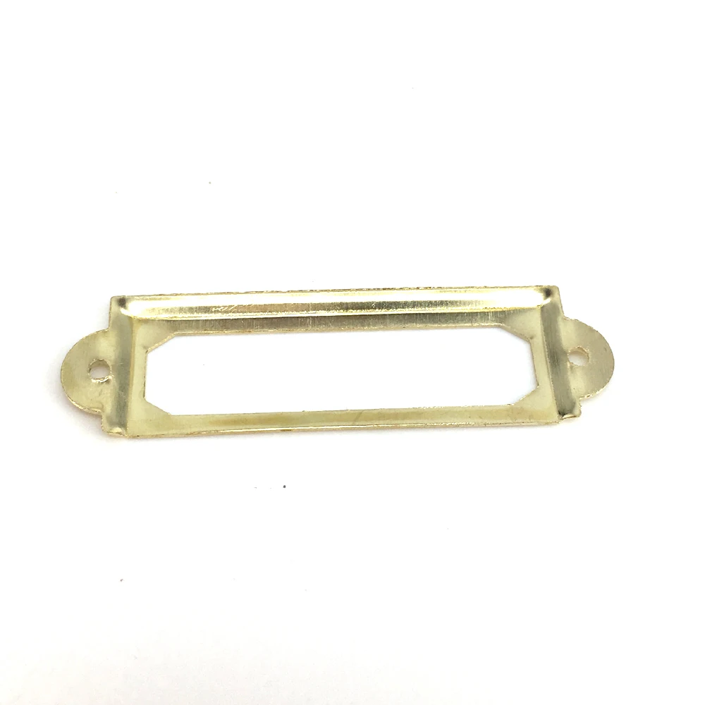 

60mm x 17mm Archive Label Fitting Metal Oblong tag holder Craft Furniture Storage Box label Frames Gold card holders for drawers