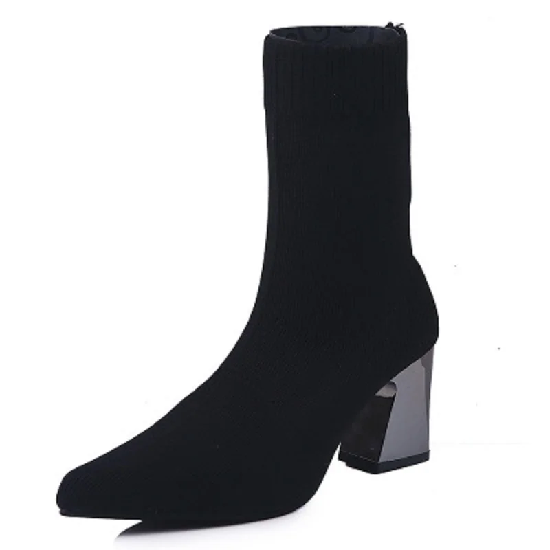 MoBeiNi острым Носки женские полусапожки 18 осенние и зимние новые Толстые со вразлёт