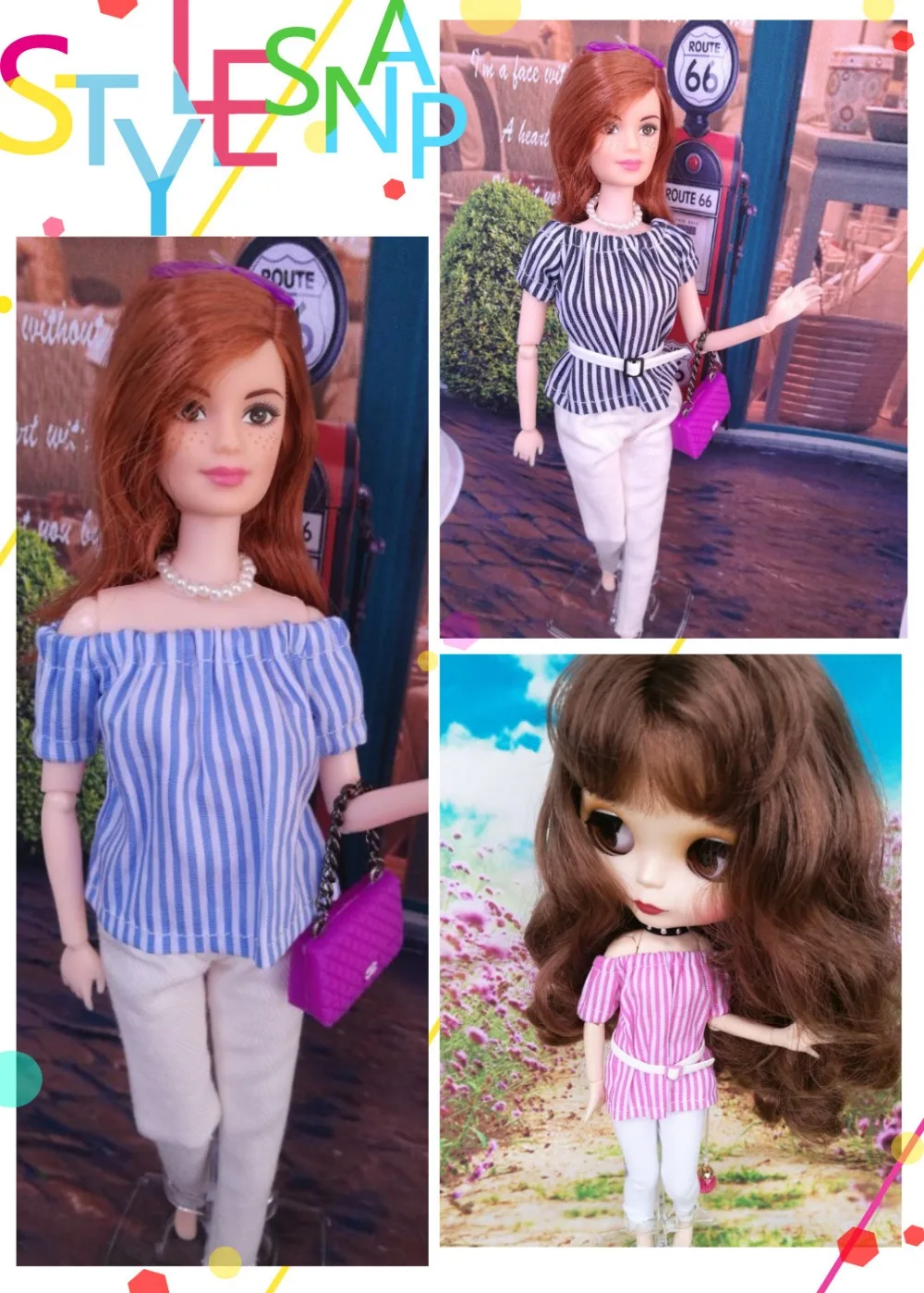 1/6 blyth кукольные аксессуары для одежды 3 шт./компл. Модные топы + брюки пояс