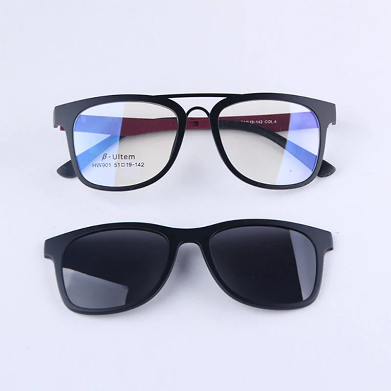 

HEJIE Classic Man Woman Magnetic Polarized Sunglasses Clips&ULTEM Optical Eyeglasses Frames UV Protection Sun Glasses HW901
