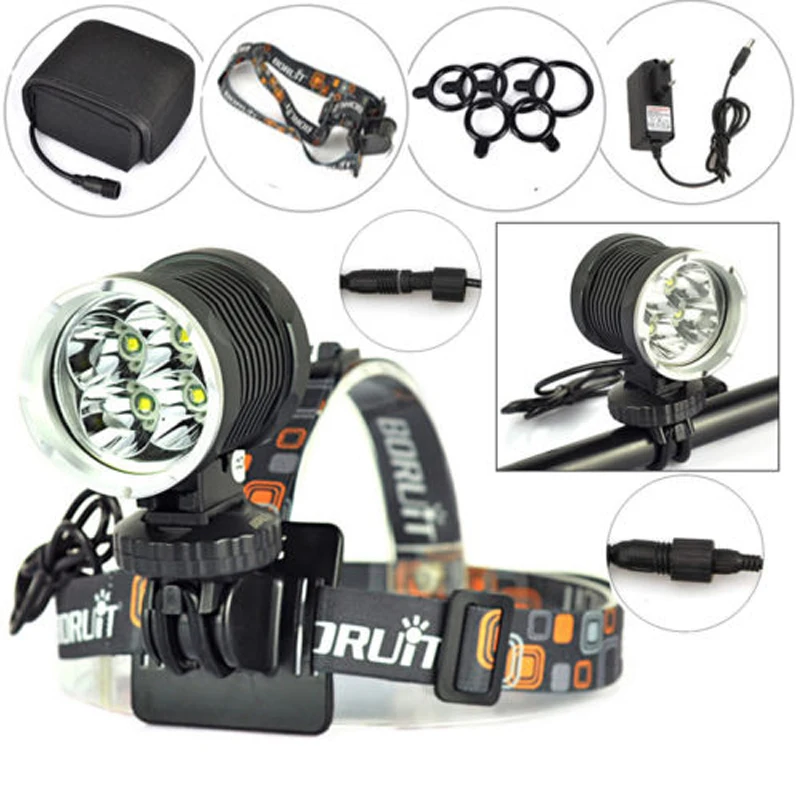 

Детали о BORUIT 7500LM 4X XM-L T6 светодиодный передний велосипедный светильник, велосипедная лампа + Водонепроницаемая 12000 мАч