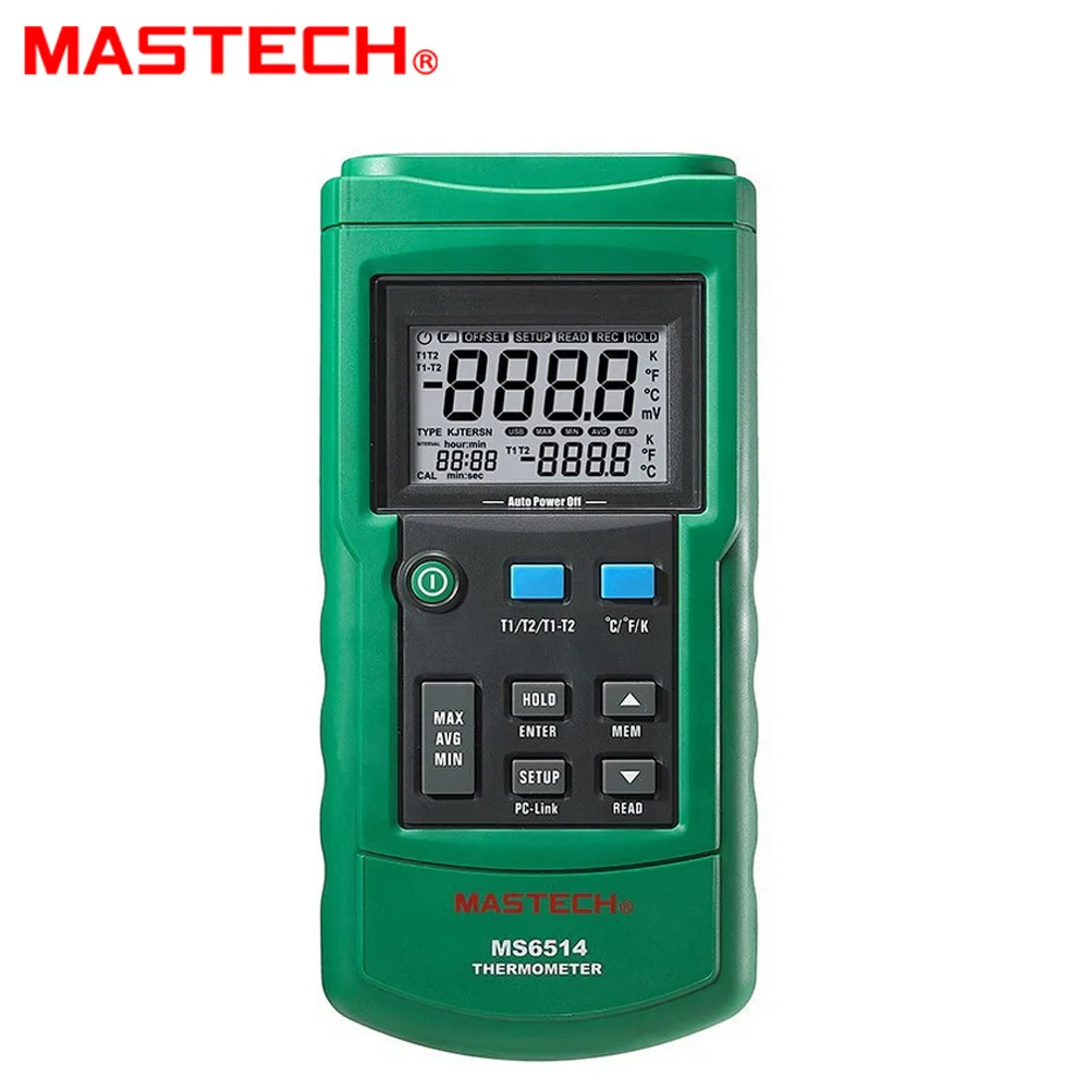 Цифровой термометр MASTECH MS6514 двухканальный тестер с USB интерфейсом 1000 наборов
