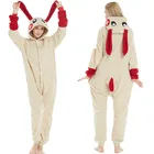 Новый костюм для косплея красный кролик с длинными ушками флисовая зимняя Пижама комбинезон Пижама карнавал Хэллоуин платье для вечеринки
