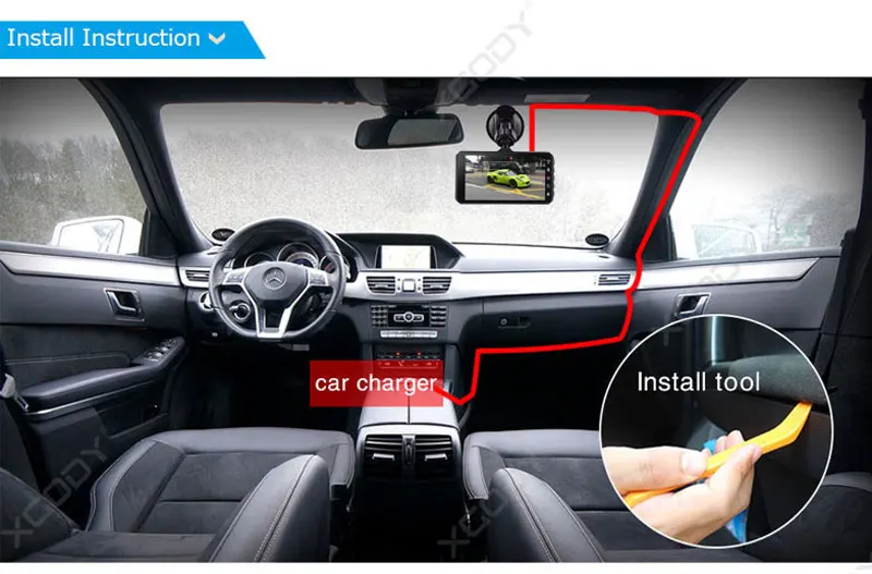 XGODY A6T " DVR Dash камера двойной объектив сенсорный экран ночное видение g-сенсор видео регистратор Dash Cam 1080P Детектор движения Dashcam