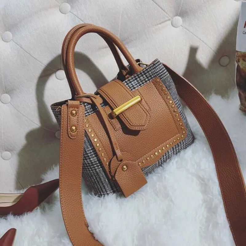Мода плед Женский Сумка кожаная Для женщин сумки Винтаж сумка Повседневное Crossbody