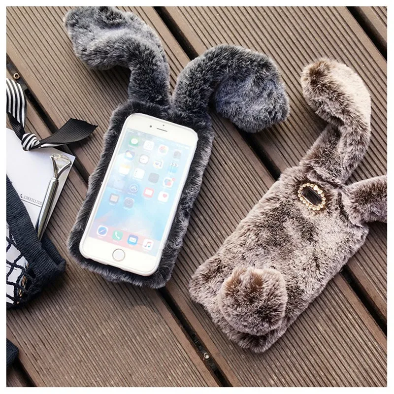 Sycase Роскошный чехол для samsung S5 S6 S6edge S7 край S8 плюс S9 мохнатое кроличье ушко