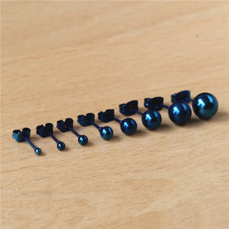 

Q5 316 L Stainless Steel Stud Earrings Blue Vacuum Plating No Easy Fade Allergy Free Size From 2mm to 8mm