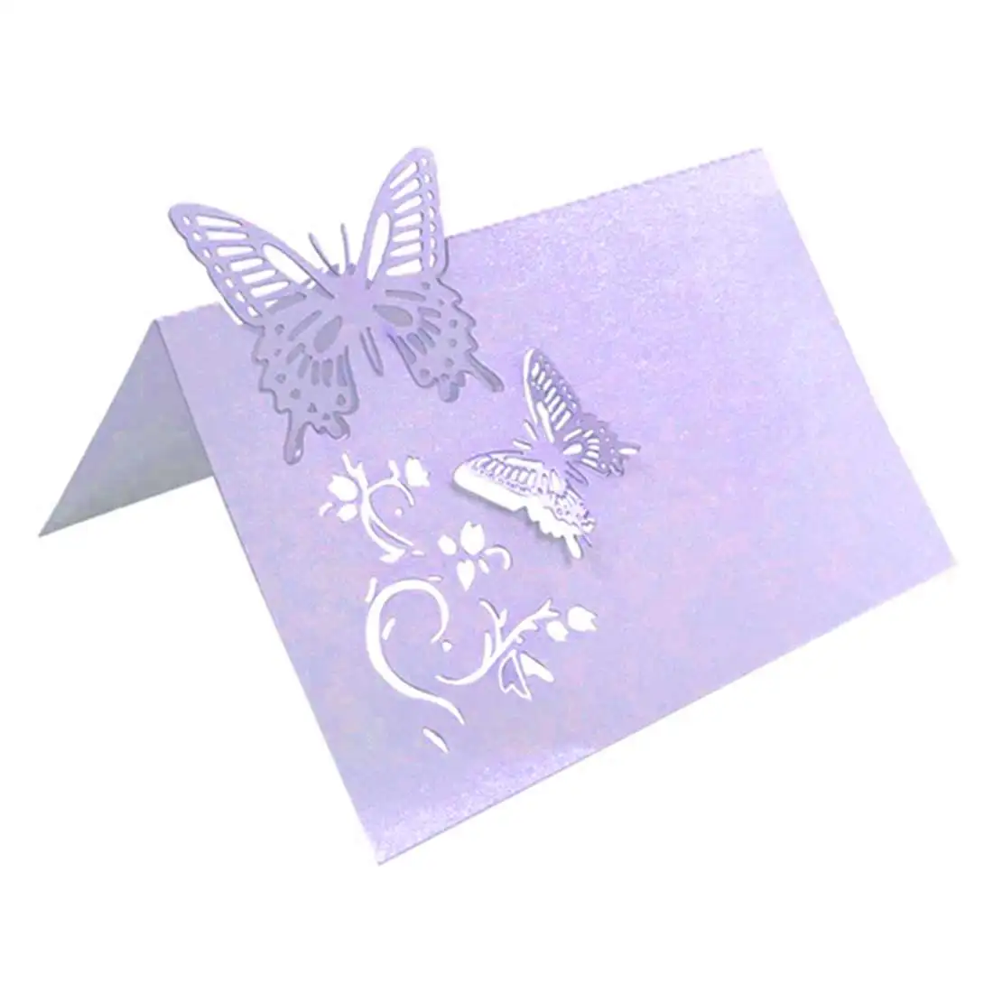 Light Purple Бабочка лазер вырезанная Свадебная вечеринка именные карточки на стол сидение Свадьба День рождения украшение для праздничного стола украшения 10 шт./партия - Цвет: Light Purple