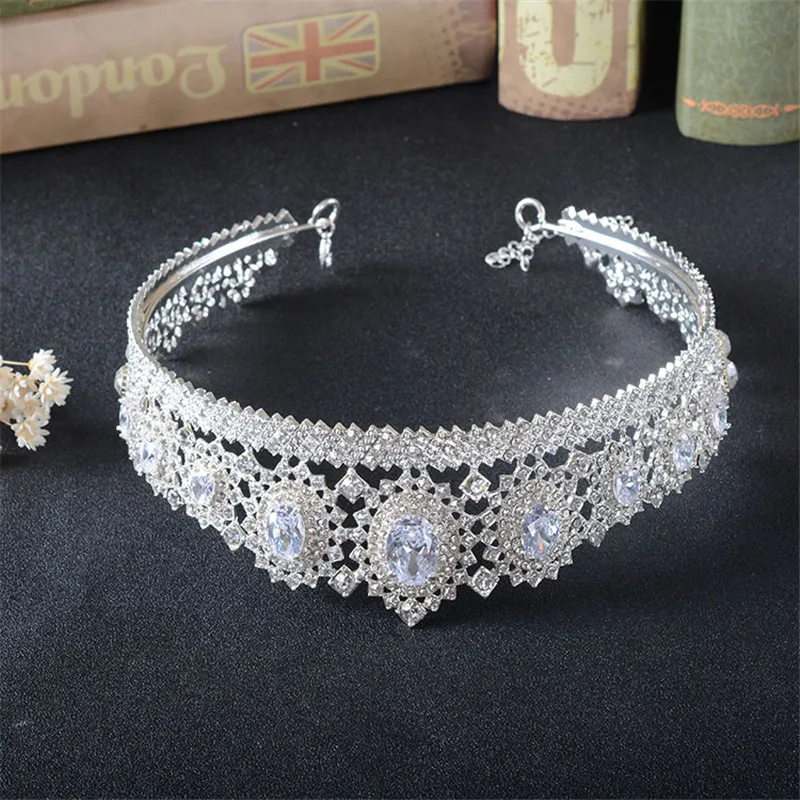 Snuoy King Crown Tiaras Luxury Silver Adjustable Round Crowns for Men/Women Wedding Hair Accessories Queen Diadem fashion style | Украшения
