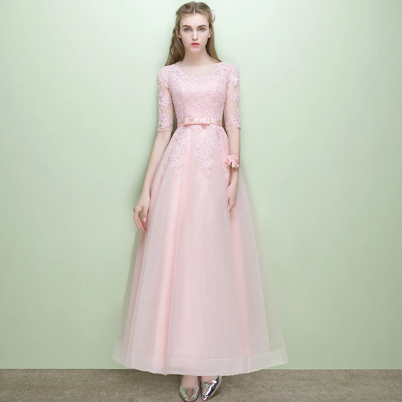 Платье для подружки невесты розовое формальное платье до щиколотки с коротким