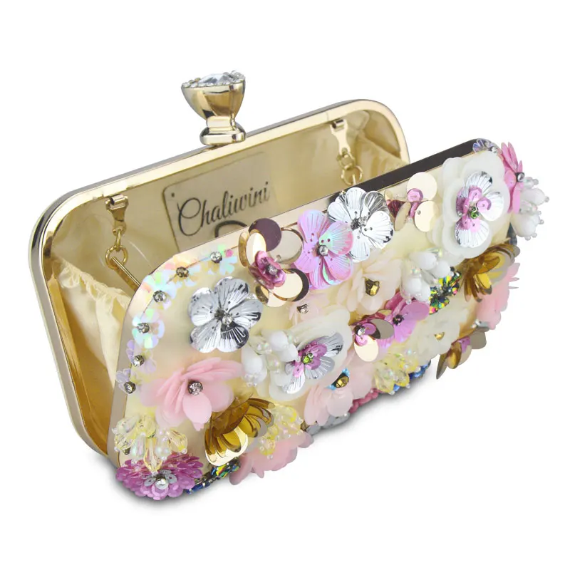 Красочный цветочный карман с откидной крышкой женская вечерняя сумка для
