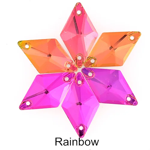 Rainbow 28 шт 11x19 мм Красочные ромб Стекло пришить стразы плоские с оборота с украшением в виде кристаллов швейные камни одежда Jewellery наборы для ухода за кожей для Сделай Сам одежда B1233 - Цвет: Rainbow