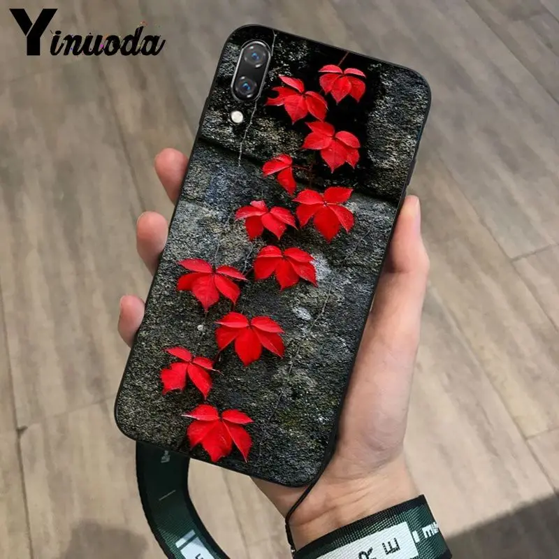 Yinuoda выпадающий лист клена ТПУ черный чехол для телефона Huawei P9 P10 Plus Mate9 Mate10 Lite P20 Pro