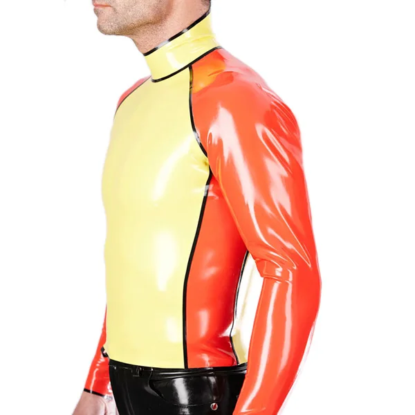 Костюм из желтого латекса оранжевого цвета мужская рубашка с длинными рукавами и